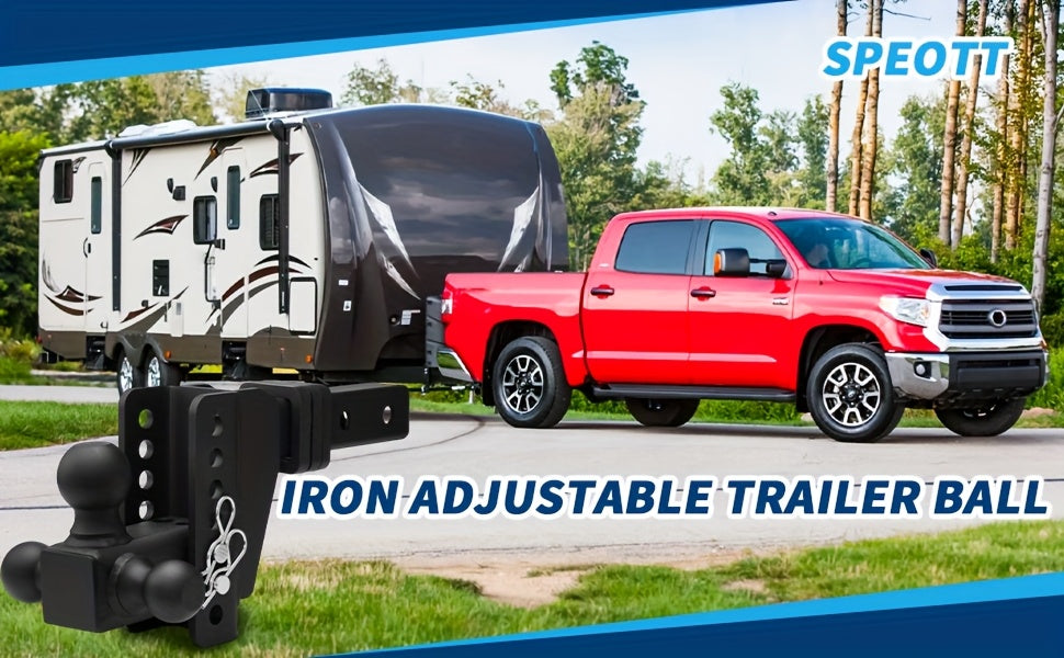 Adjustable Trailer Hitch with Tri-Ball Mount - 6" Drop/Rise, Fits 1-7/8", 2", 2-5/16" Receivers, Up to 12, 500 LBS GTW, Weatherproof Powder-Coated Finish, Double Anti-Theft Locking Pins, Ideal for RVs, Boats, and More, Traile