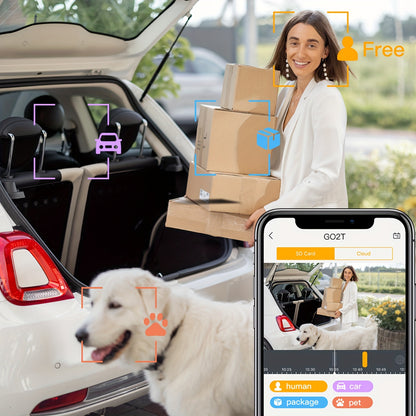 Laxihub GO2T 1296P FHD, 3MP FHD Security Camera Wireless Outdoor, PTZ Solar Wireless Security Camera with AI Human Detection, Wire-Free Battery Solar Powered, Color Night Vison, 2.4G Wi-Fi, 2-Way Audio, Prevent Rainwater Dama