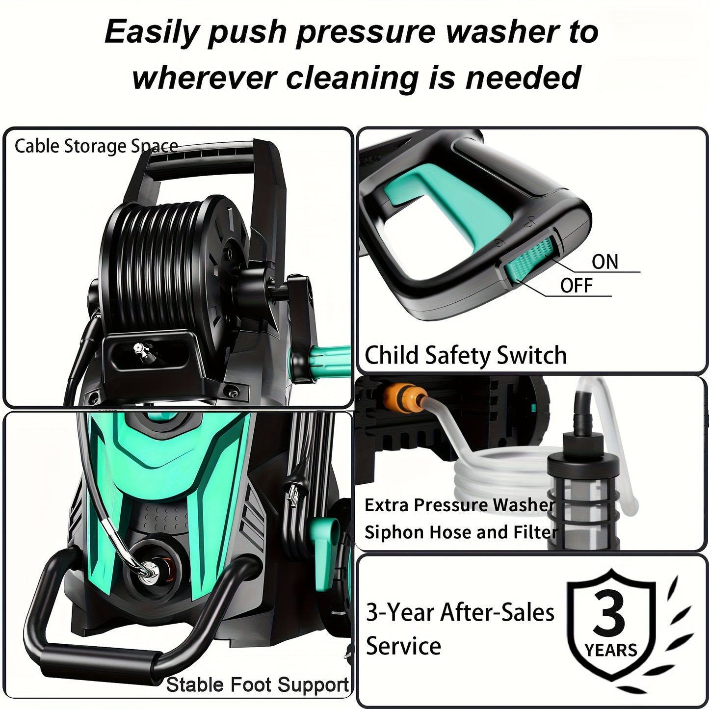 2025Upgraded Electric Pressure Washer, 4500 PSI 3.2 GPM Power Washer with 4 Quick Connect Nozzles, Inlet Hose & Filter& Foam Cannon for Cars/Fences/Driveways/Home Cleaning