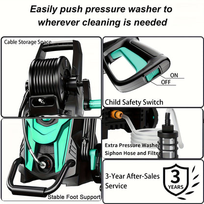 2025Upgraded Electric Pressure Washer, 4500 PSI 3.2 GPM Power Washer with 4 Quick Connect Nozzles, Inlet Hose & Filter& Foam Cannon for Cars/Fences/Driveways/Home Cleaning