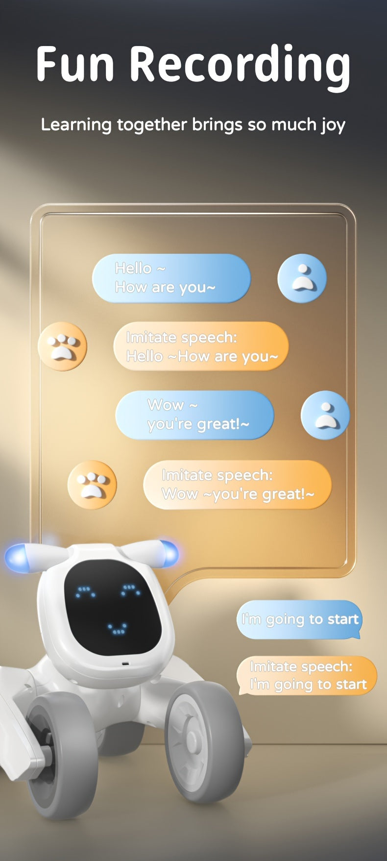 Robot Dog Toy With Face Expression & Lights, Smart Interactive Talking Robot Toys With Voice Control, Touch Sensing, Recording, Singing & Dancing, RC Robot Pet - For Girls & Boys - Perfect Christmas & Birthday Gift