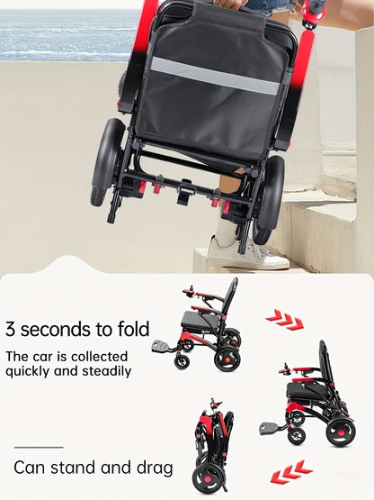 Load Capacity 350 Pounds, Frame 16.8kg, 15-17 Miles Long Battery Life Upgrade Smart Electric Wheelchair, Adult Electric Wheelchair Scooter, Light Step Folding, Put Into The Trunk, Removable Lithium Battery, Suitable For Trave