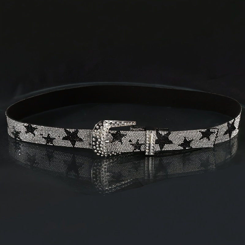 1pc Men'S Multi-Color Shiny Star Element Y2K Street Fashion Belt - Rhinestone Studded, Alloy Buckle, Perfect for Summer Casual, Outdoor Activities, Travel, Graduation Gifts, or Daily Wear