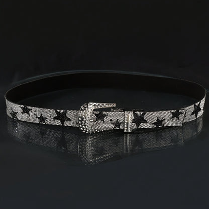 1pc Men'S Multi-Color Shiny Star Element Y2K Street Fashion Belt - Rhinestone Studded, Alloy Buckle, Perfect for Summer Casual, Outdoor Activities, Travel, Graduation Gifts, or Daily Wear