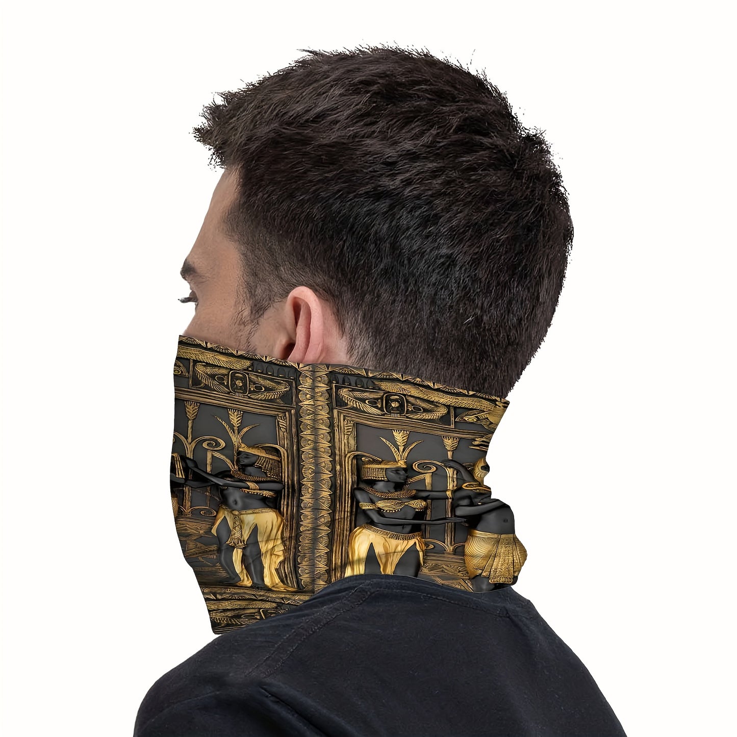 Egyptian Hieroglyphics Print Scarf & Mask - Ancient Egyptian Gods & Pharaohs Design, Breathable All-Over Print, Unisex Neck & Head Wrap for Men & Women, Machine Washable, Themed Parties, History Buffs, Cultural Gift (Anubis,