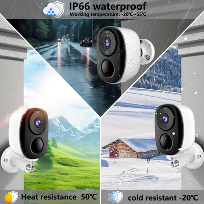 5pcs Wireless Outdoor Security Camera System with AI Motion Detection, Two-Way Talk, Color & Night Vision, PTZ (Pan/Tilt/Zoom), Waterproof IP66, Battery & USB-Powered, Lithium Battery Suitable for /Office/Business Surveillanc