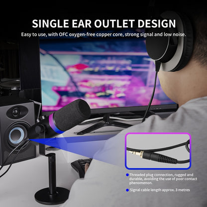 HP60 Professional DJ Monitor Headphones Closed-Back Headphones with 3.5mm + 6.35mm Plug, Rich High Treble, Suitable for DJs, Recording Studios, and Music Production Equipment, Studio Headphones, Closedback Design, Durable Hea