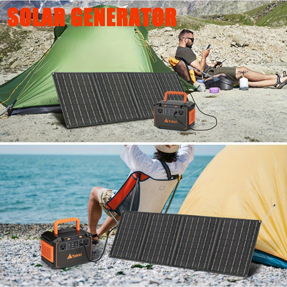 350W/150W Peak Solar Generator Portable Power Station with 60W/40W/30W/21W Solar Panels Included, 240Wh/111Wh/88.8Wh Solar Power Bank AC DC USB Ports for Camping Tents, Emergency Outdoor Home Use, CPAP, Fans, Laptops, Emergen