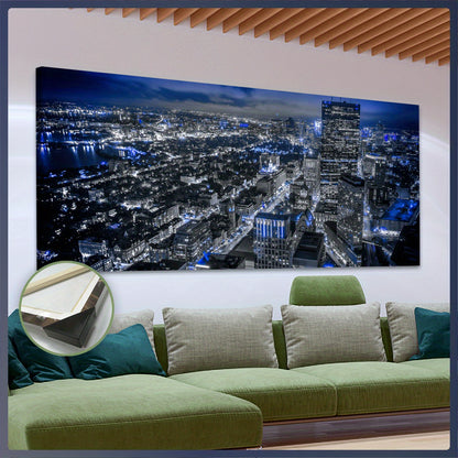 1pc Wooden Framed City View Painting Canvas, Good Gift for Friend, Pattern Art for Home Decoration, Wall Decor for Living Room, Bedroom, Office, Bar, Restaurant, Waterproof, Odorless Painting, High Quality Waterproof Framed,