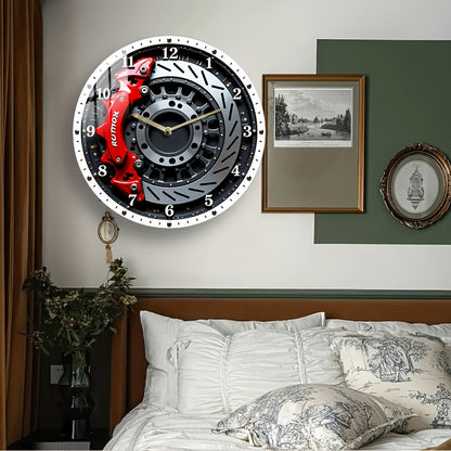 12-Inch Round Wall Clock with a Silent Brake Disc And Gear Design, Made of Acrylic, Featuring Quartz Movement And Battery Operation (AA Batteries Not Included). Ideal for Use in Bedrooms, Kitchens, Study Rooms, Garages, As Ch