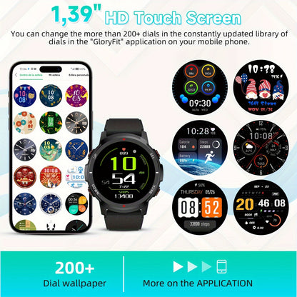 S52 Smart Men'S Watch, 1.39" Smartwatch with Wireless Calling, Sleep Monitoring, 110+ Sports Modes, Compatible with Android/iPhone, USB Charging, Alloy Body, TFT Screen, Lithium Battery-Polymer 300mA