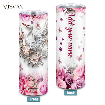 1pc Customized Name Stainless Steel Tumbler | 20oz/22oz/40oz Insulated Water with Lid, Reusable, Round Shape, 304 Stainless Steel, Ideal for Easter, Thanksgiving, Father'S Day, Mother'S Day, Graduation, White Diamond Butterfl