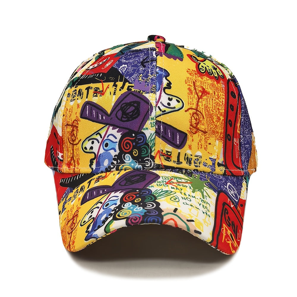 MIACAWOR Hip-Hop Graffiti Baseball Cap - Adjustable, Lightweight Polyester, Outdoor Sports Visor with Vibrant Street Art Design, Buckle Closure, Hand Washable, Party Hat|Graffiti Design|Adjustable Cap