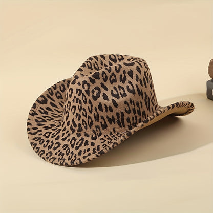 1/2/3pcs Western Cowboy Hats for Men & Women - Classic Minimalist Leopard Print Wide-Brim Cowboy Hats