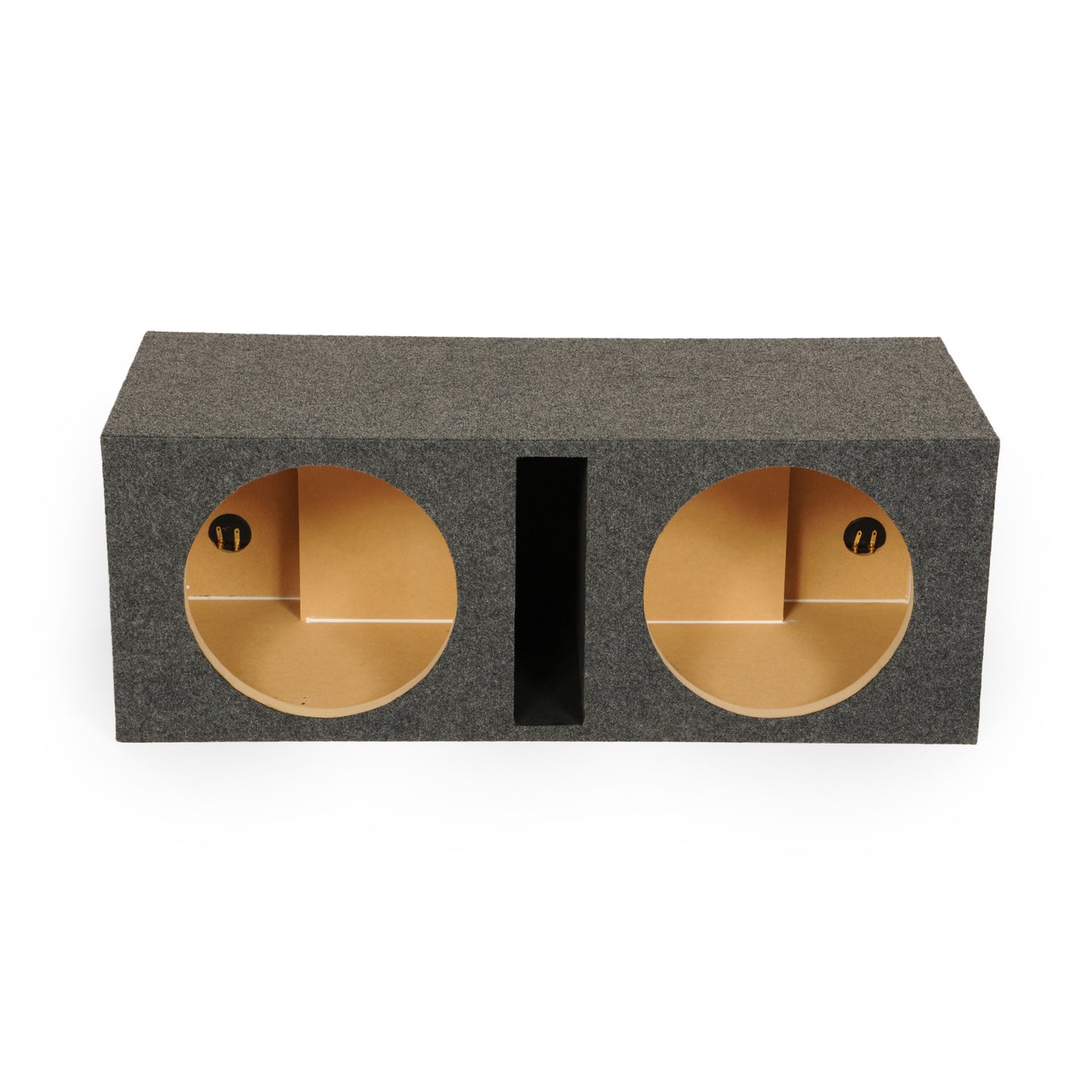 QPower QBASS Dual 12 Inch Heavy Duty MDF Material Car Audio Subwoofer Enclosure Boxes with Shared Slot Port Vent and Dual Chamber Design, Charcoal