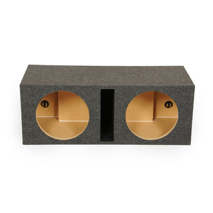 QPower QBASS Dual 12 Inch Heavy Duty MDF Material Car Audio Subwoofer Enclosure Boxes with Shared Slot Port Vent and Dual Chamber Design, Charcoal