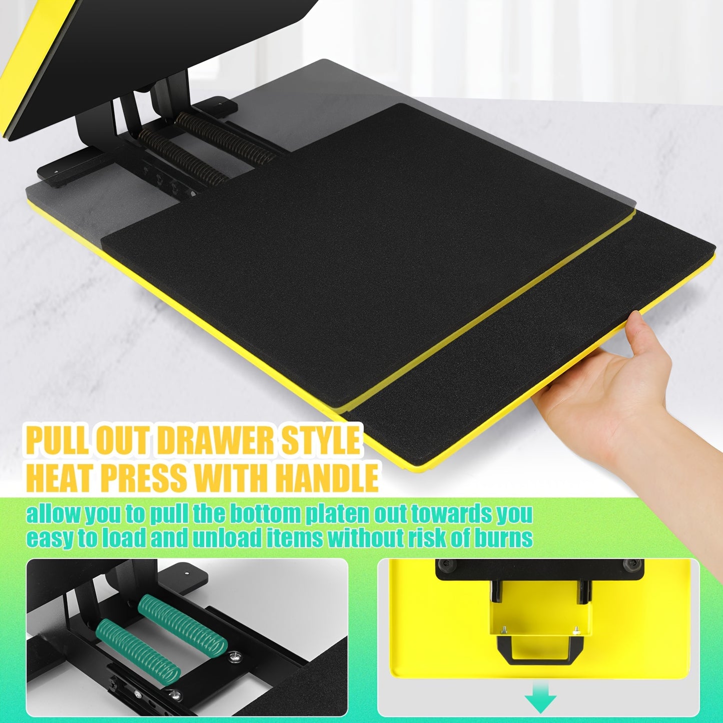 15x15 Heat Press Machine For T Shirts And Valentine'S Day Gifts With Slide Out Drawer, 3 Pre-Set Modes & Counting Function, Clamshell Styule Heat Transfer With Dual-Tube Heating System For Fast And Even Results - Perfect For