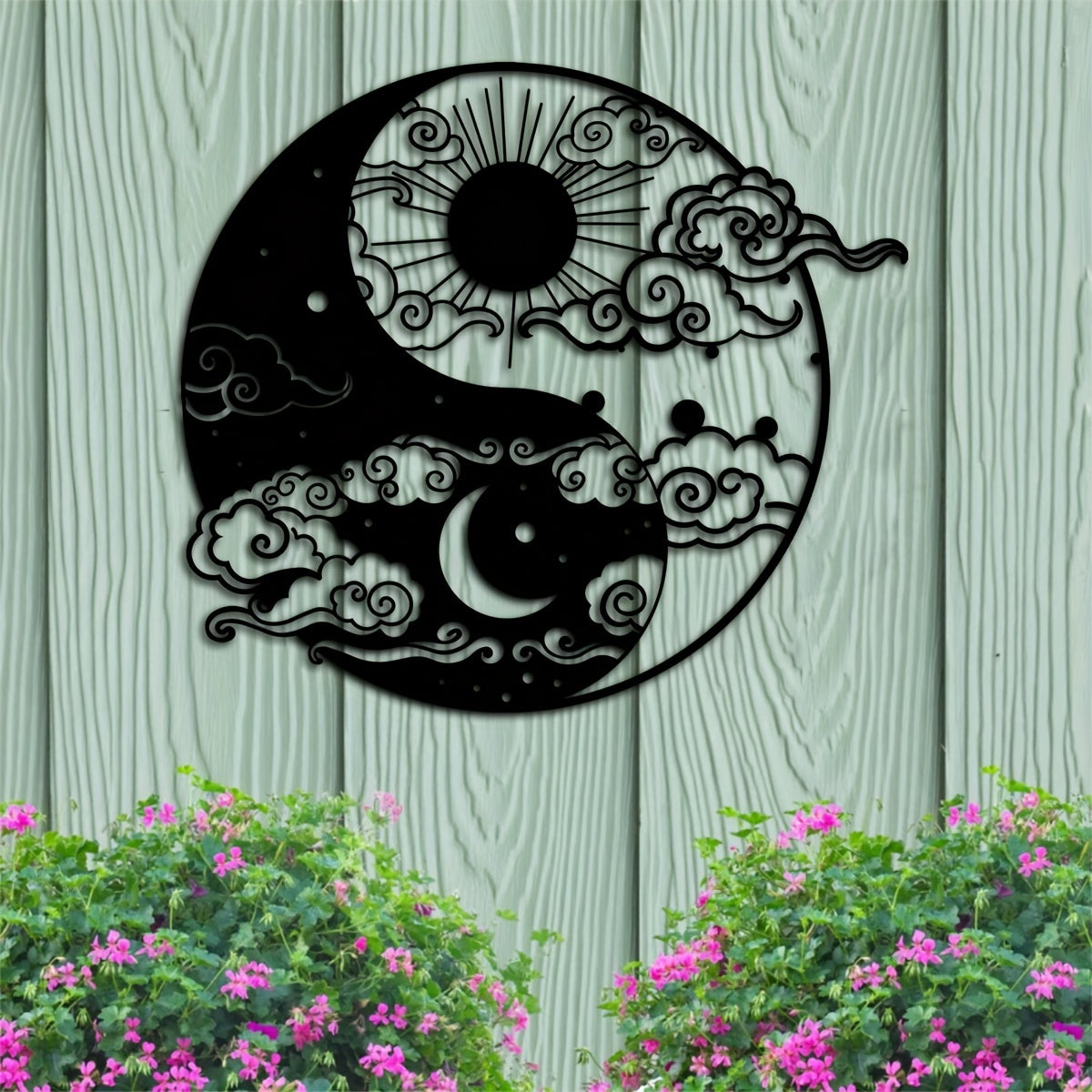 Decorative Signs & Plaques1 piece, Yin and Yang Metal Wall Art, 15.75 inches * 14.06 inches, Sun and Moon Home Decoration, Day and Night Metal Wall Art, Yogo Metal Wall Decoration, Avatar Metal Wall Art, Iron Painting Indoor