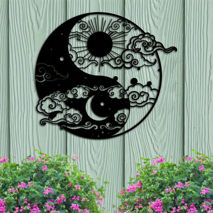 Decorative Signs & Plaques1 piece, Yin and Yang Metal Wall Art, 15.75 inches * 14.06 inches, Sun and Moon Home Decoration, Day and Night Metal Wall Art, Yogo Metal Wall Decoration, Avatar Metal Wall Art, Iron Painting Indoor
