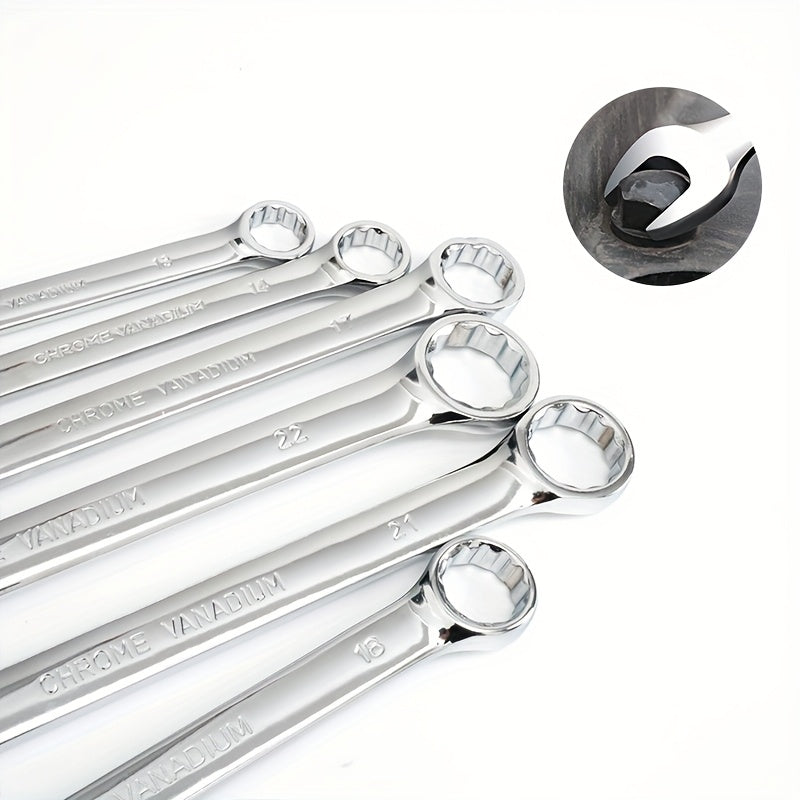 Combination Wrench Set 6-22mm Double End Wrench Set with Storage Case, Industrial Wrench, Rust-Proof Chrome Steel for Motorcycle & Bike Repair