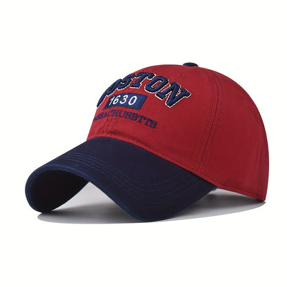 Boston Lettering Baseball - Adjustable Snapback Hat with Curved Brim, Lightweight All-Season Outdoor Sports & Casual Wear, / Color Options