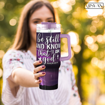 1pc MISVAN Personalized Tumbler with Lid - Custom Name Engraved 40oz Stainless Steel Insulated Water Bottle, Hot & Cold Drinkware for Outdoor Travel, Cross Print Design - Ideal Gift for Birthdays, Easter, Thanksgiving, Mother