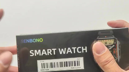 [SENBONO Smart Watch] SENBONO Smart Watch, 1.95 Inch TFT Screen, 240x296 Resolution, Wireless Call, Step Counter, Calories, Distance Fitness Tracker, Weather, Information Push, Alarm, DIY Watch Face, Rechargeable 340mAh Lithi