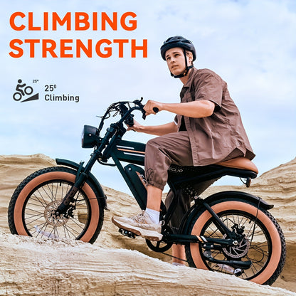 ECLIO F02 Electric Bike For Adults, 749W Peak Motor, 20MPH, 20"×4" Fat Tire Ebike With 48V13Ah Battery, Aluminium Electric Dirt Bike For All Terrain, Dual Suspension And Hydraulic Brakes, Electric Bike For Adults