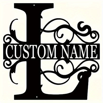 Customized Metal Surname Sign - Personalized Black Art Deco Wall Decor, Reusable Matte Finish, Detachable Pre-pasted Metal Accent - For Home Decor - Suitable for Living Room, Bedroom, Garden, Outdoor Spaces - Unique Gift for