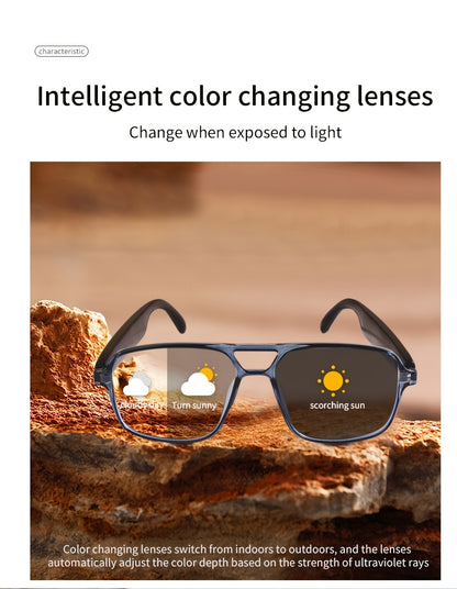 All-in-One Smart Glasses: Advanced blue light filtering & photochromic lenses, open-ear HD audio, and ultra-lightweight design. Enjoy seamless calls, music, and all-day comfort.