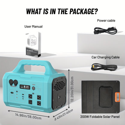 1800W Portable Generator 200W Solar Panel, 120V AC Output, 2-Hour Full Charging Time, Compact Design for Camping, RV, Home & Commercial Use, 1024Wh Solar Generator, Outdoor Power Station, Modern Power Station, Durable Power S