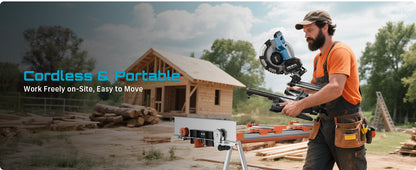 SEESII Sliding Compound Miter Saw: Cordless Electric Miter Saw with Laser Guide, 8-Inch, 2 * 5000mAh Batteries, Single 45° Angle, 24T TCT Blade, Max Cutting 2.5*12 Inches, Perfect for DIY and Woodworking, Miter Saws For Wood