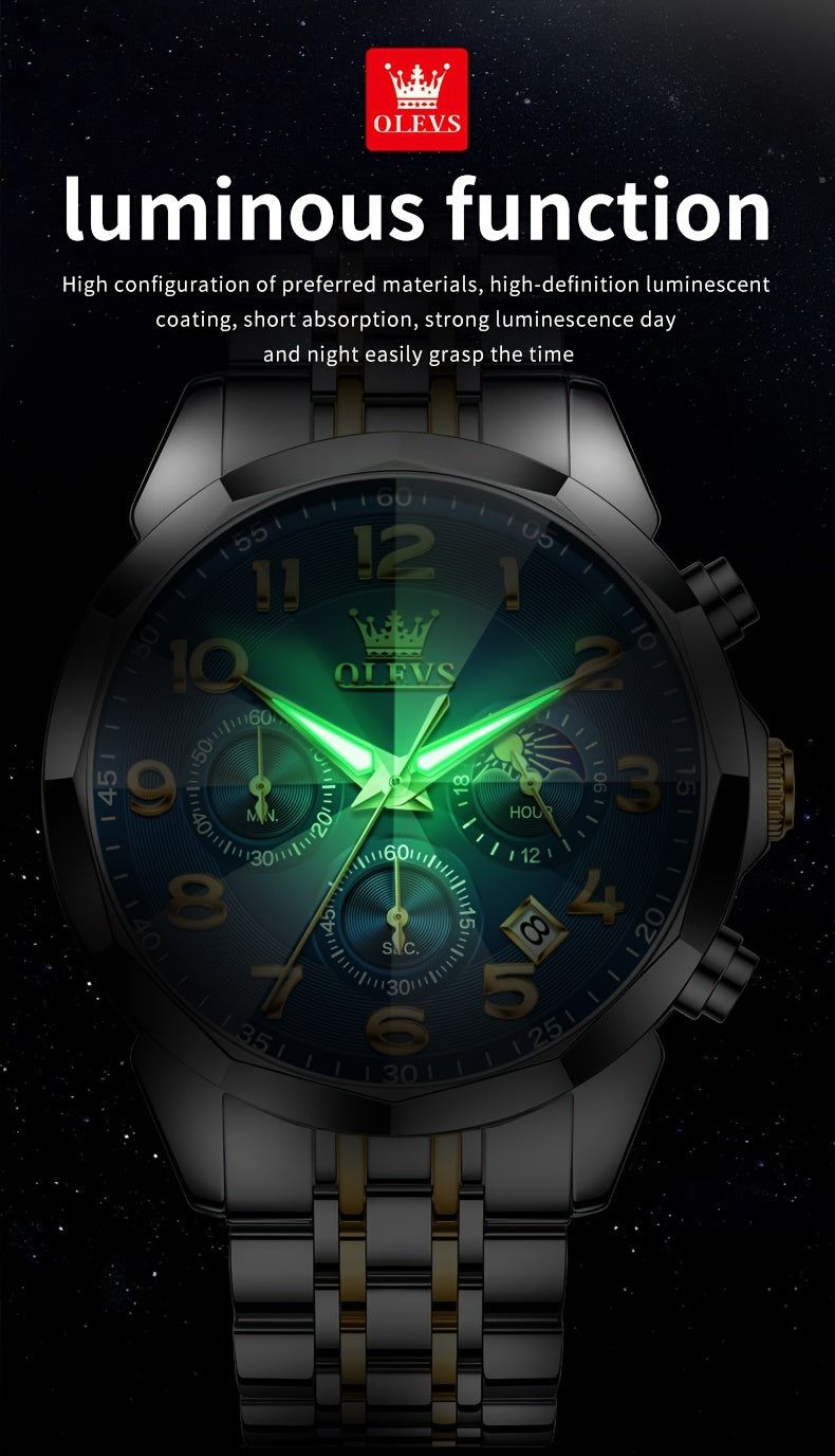 OLEVS Watches For Men Analog Quartz Dress Business Watch Day Date Stainless Steel Classic Casual Luxury Luminous Male Wrist Watches Golden/black/blue/white