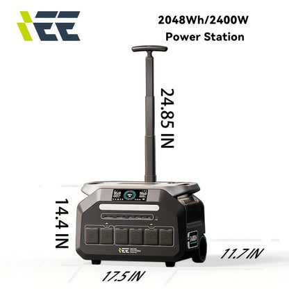 IEE 2400W (5000W Peak) Portable Power Station P2400 with 200W Solar Panels, 2048Wh Solar Generator, 1800W AC Charging, 4 AC Outlets, LiFePO4 Battery Power Station for Home Backup, RV, Emergencies, Plus A Bonus 30W Solar Panel