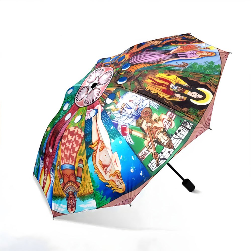 Automatic Folding Umbrella with Greek/Roman/Romanesque Mythology Panels - 8-Rib Compact Collapsible Design, Auto-Open/Close, Greek Goddess & Roman God Art (Poseidon, Athena, Zeus) - Portable Umbrella for &, Cultural Gift Idea