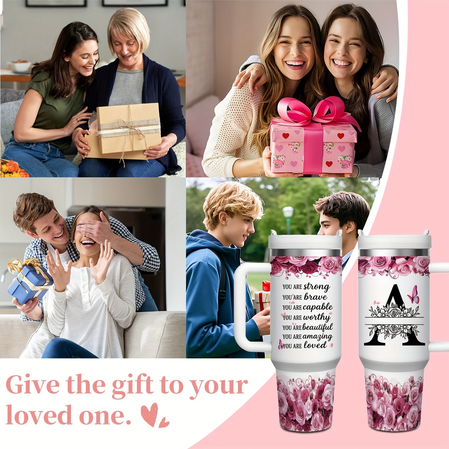 MIKENDA 1pc 40oz "A-Z Custom Letters & Name" Stainless Steel Travel Cup with Lid And Straw. Coffee Cup, Kitchen Drinkware. Great Gift for Women, Friends, Parents.for Mother's Day, Holidays. for Home & Outdoor Use.Halloween &