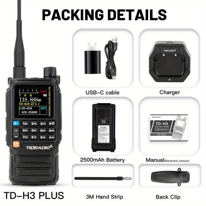 TIDRADIO H3 PLUS | Ham Radio Multi-Band Two-Way Radios with AM/ FM & Wireless Headset Compatibility | 5000km Long Range Walkie Talkies for Camping & Emergency