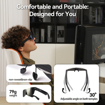 TQSKY T1 AR Smart Glasses | Portable Personal Cinemas | 150'' OLED HD Displays | Dual Speaker Audios | Perfect for Travel, Flight & Home Theater, Travel Entertainment, Portable Cinema, Lightweight Glasses, Sleek Design, Advan