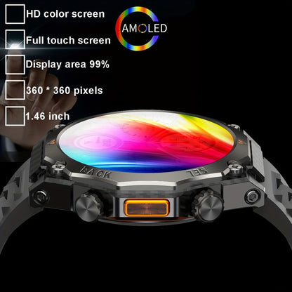 COIUSOR Men'S GPS Smartwatch with Built-in LED Flashlight & Compass, 1.46" AMOLED HD Display, IP68 Waterproof, Battery, 100+ Modes, IP68 Rugged Design, Fitness Tracker