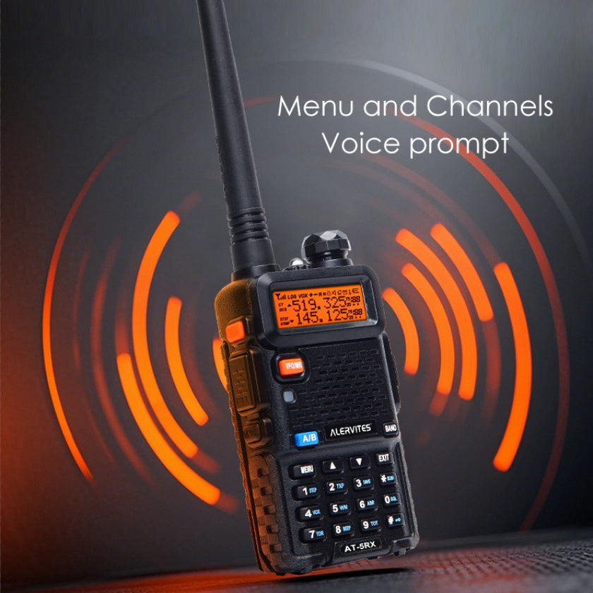 2-Pack ALERVITES Multi-Band Ham Radio Handheld - Remote Walkie-Talkies with AT-5RX Upgrade Technology, Portable Two-Way Radios for Adults, Camping, Hiking, Travel, Frequency Copy, Airband Compatible, USB Rechargeable, Black,