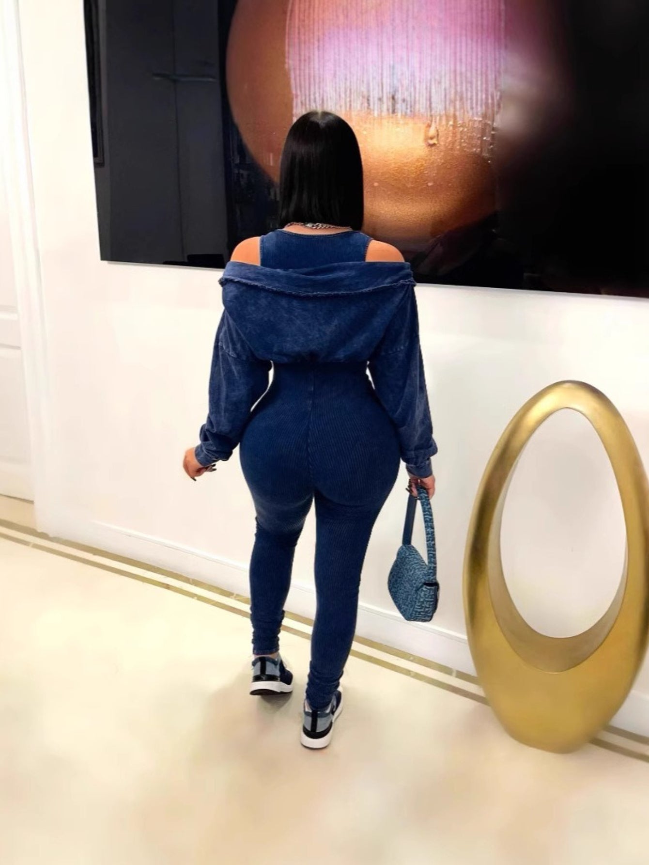 Hot Women'S V-Neck Tight-Fitting Jumpsuit Autumn And Winter New Women'S Sexy