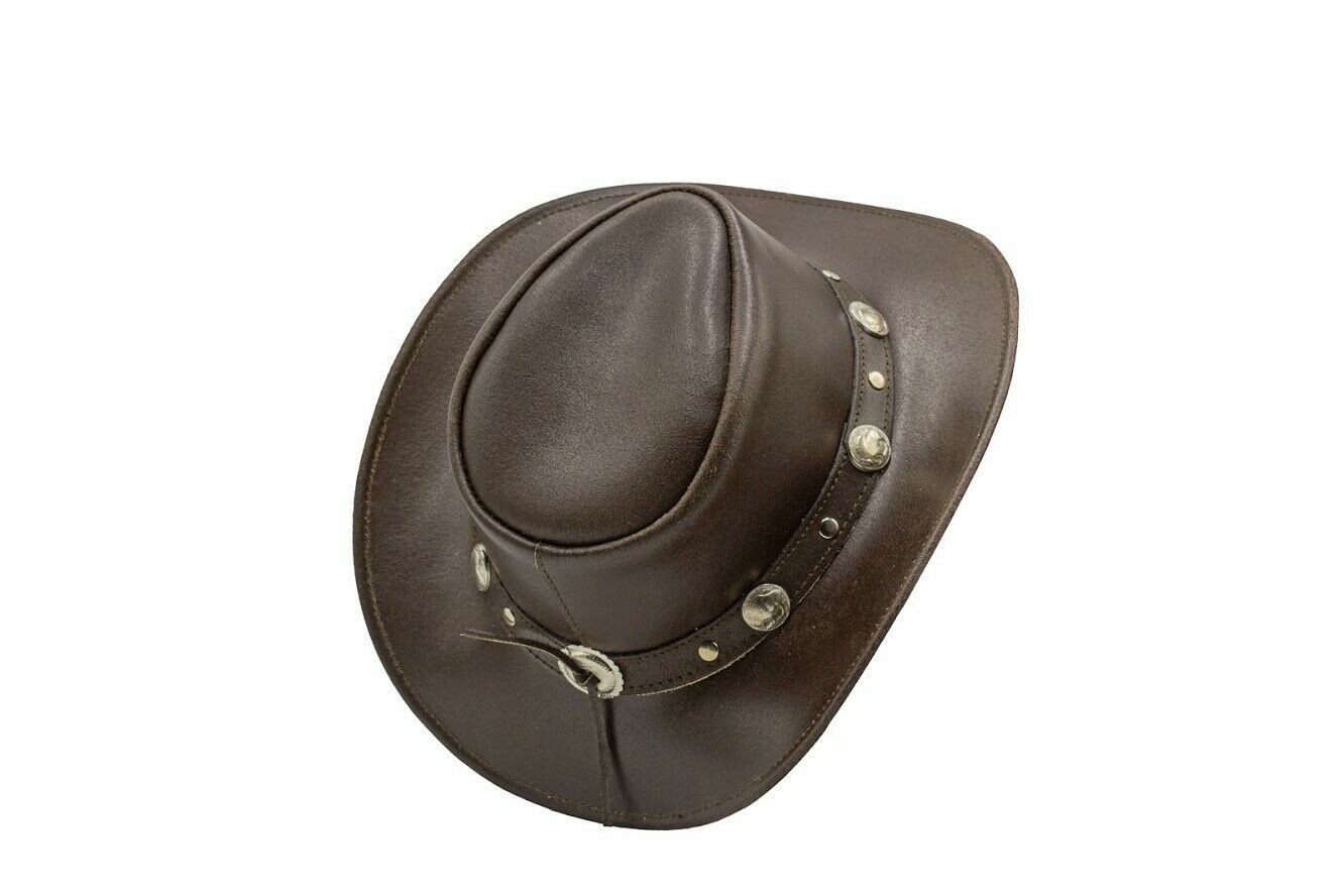Men and Women Brown Genuine Leather Cowboy Western Hat – Classic Western Hat for Outdoor Adventures, Rodeo, Ranch, Country, Hiking, Travel, Festivals, Camping, Road Trips, Horse Riding, Costume & Halloween Parties – Styli
