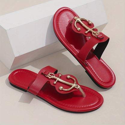 Women's Trendy Slide Sandals, Casual Clip Toe Flat Summer Shoes, Lightweight Slide Sandals