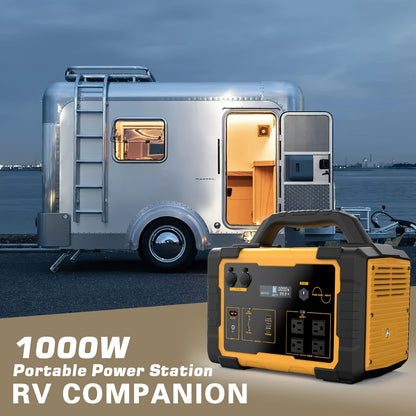 300W/600W/1000W+200W Solar Panel Portable Power Station, 1075Wh Backup Lithium Battery, 120V/1000W AC Outlet, Solar Generator For Home, RV, Outdoor, Camping And Emergencies Use
