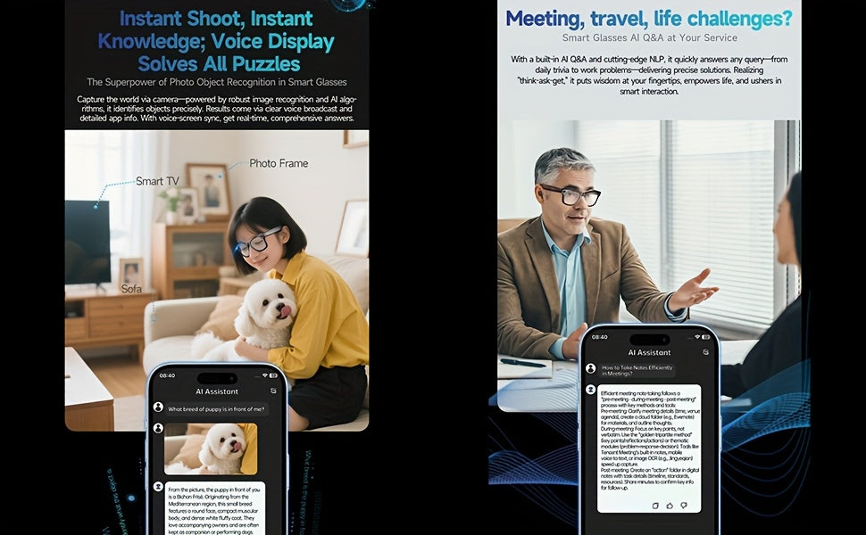 AI Smart Glasses 2025 New Voice Smart Glasses, High-definition 8 Million Camera, Intelligent Real-time Translation, Wireless Call Music Playback And Smart Glasses, Smart Camera Glasses with Multiple Languages, Suitable for iP