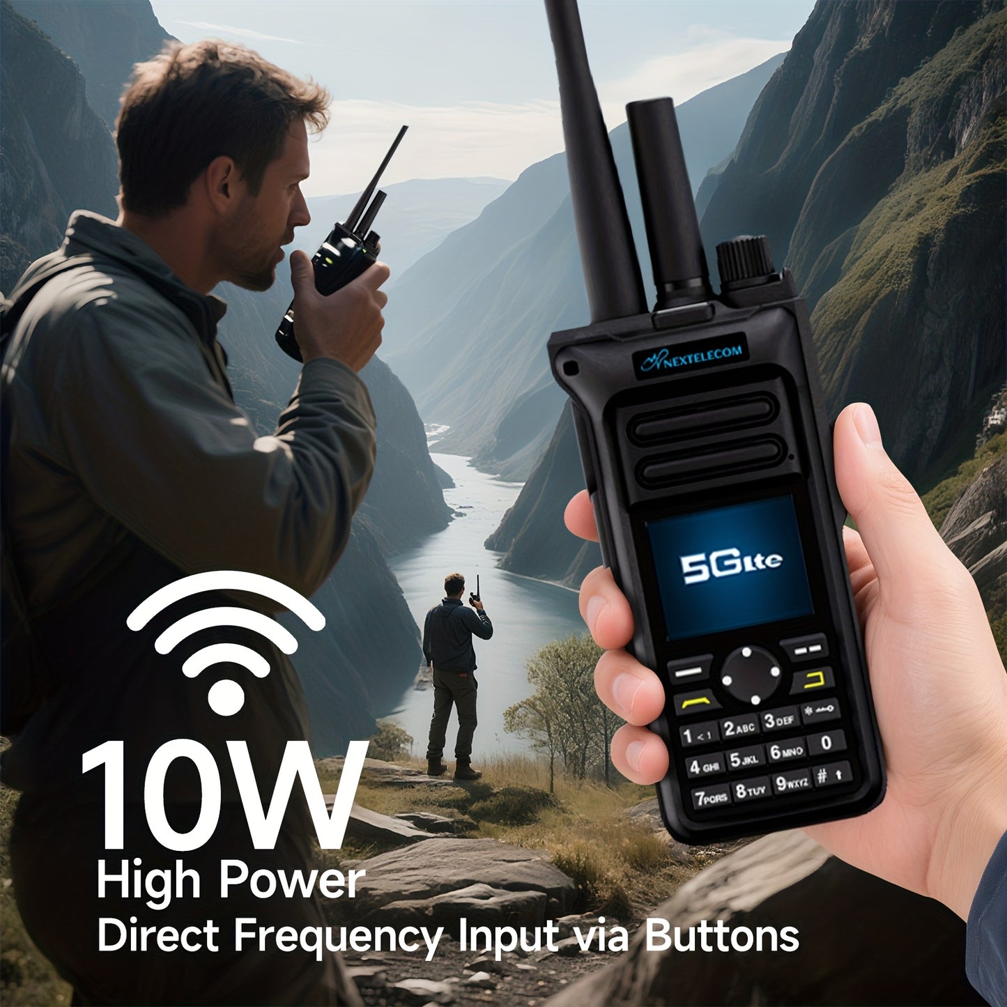 GT-10 Dual Mode 5G/UHF Walkie Talkie with SIM Card Unlimited Range Cellular Network PoC Two Way Radio Dual PTT GMRS FM 8000mAh AES256 Repeater Type-C Charging MON