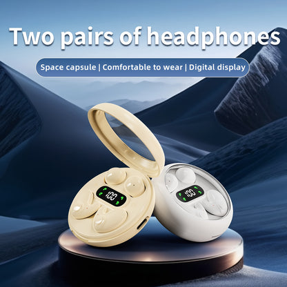 2 Pairs Of In Ear Wireless Wireless Earbuds, Invisible Mini Sleep Earbuds, Long Battery Life, Comfortable To Wear, High Fidelity Sound Quality, Intelligent Noise Reduction, Bass Loop, Touch Control, Digital Display Screen, Of