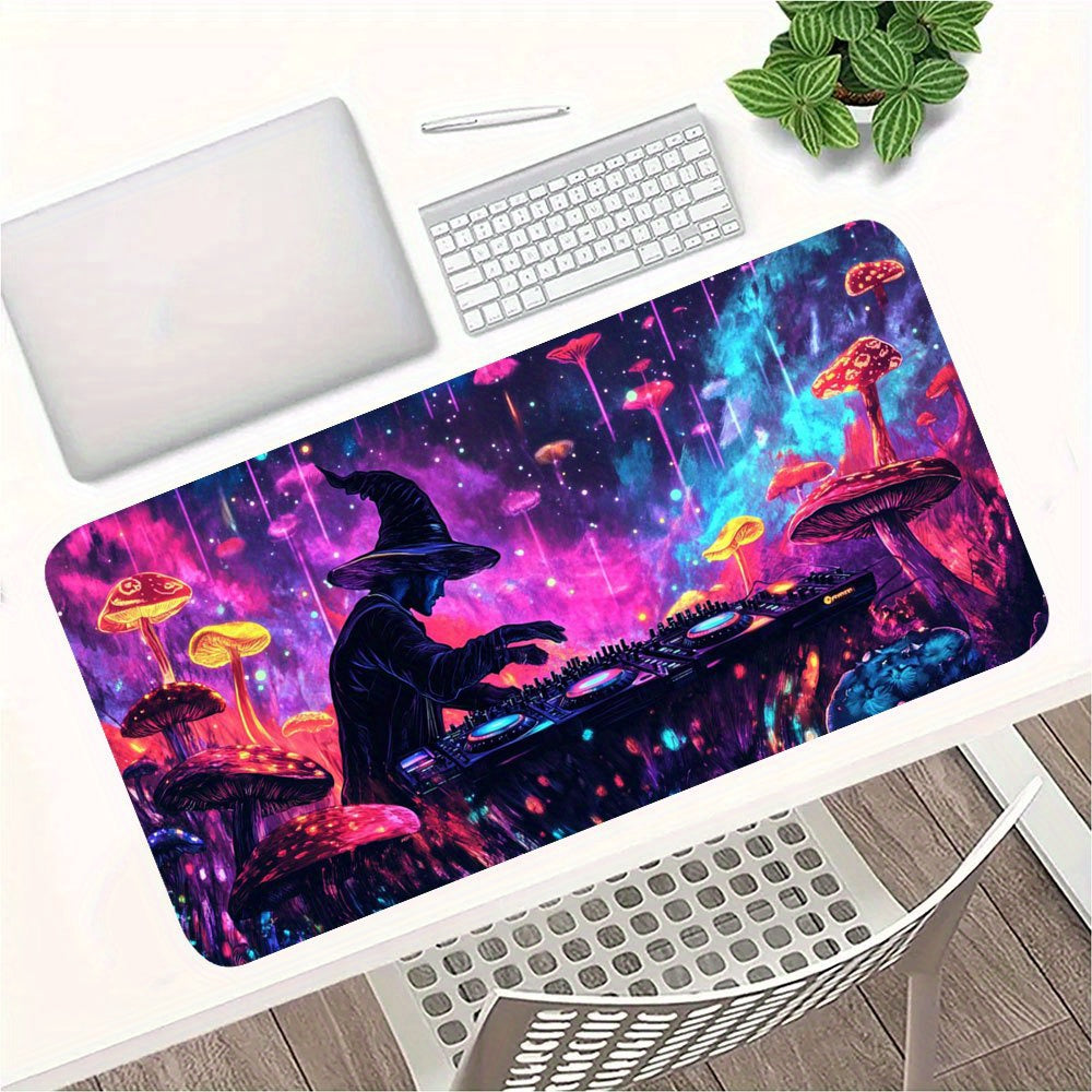 1pc Large Music DJ-Themed Gaming & Office Desk with Non-Slip Rubber Base, DJ Turntable & Vinyl Record Design Mouse Pad - Heavy-Duty Surface for PC/Laptop, Ideal Gift for DJs, Musicians, Birthday & Christmas