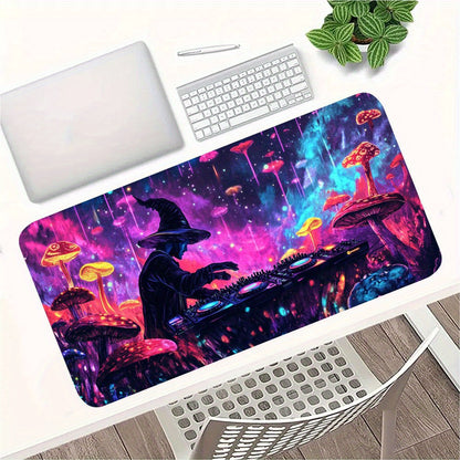 1pc Large Music DJ-Themed Gaming & Office Desk with Non-Slip Rubber Base, DJ Turntable & Vinyl Record Design Mouse Pad - Heavy-Duty Surface for PC/Laptop, Ideal Gift for DJs, Musicians, Birthday & Christmas