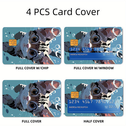 4pcs Whimsy Cat Frosted Decal, Simple Style PVC Self-Adhesive Removable Card Decor for Credit, Debit, and Transit Cards